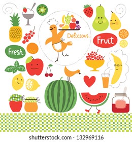 healthy eating, fruits, food illustrations collection