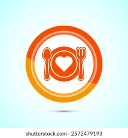 Healthy eating icon design illustration. Healthy food sign symbol. Orange color button design