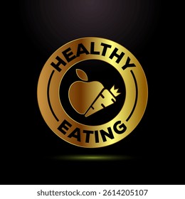 Healthy eating icon design illustration. Healthy food sign symbol in gold color style