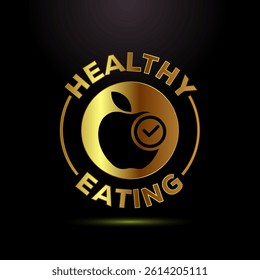 Healthy eating icon design illustration. Healthy food sign symbol in gold color style