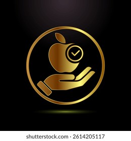 Healthy eating icon design illustration. Healthy food sign symbol in gold color style