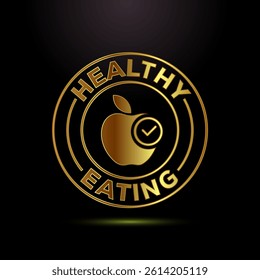 Healthy eating icon design illustration. Healthy food sign symbol in gold color style