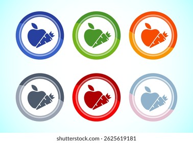 Healthy eating icon design illustration. Healthy food sign symbol. 6 color button design set