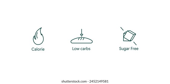 Healthy Eating Icon: Low-Calorie, Low-Carb, Sugar-Free Vector Design