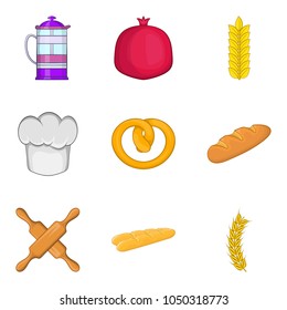 Healthy eating icons set. Cartoon set of 9 healthy eating vector icons for web isolated on white background