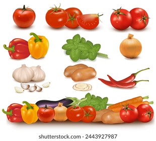 Healthy eating ingredients: fresh vegetables, fruits and superfood. Nutrition, diet, vegan food. Concrete background