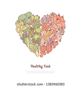 Healthy eating, lifestyle, fresh, raw tomatoes, cucumbers beetroots in heart shape, organic fruit and vegetables banner