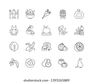 Healthy eating line icons, signs, vector set, outline illustration concept 