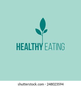 Healthy eating logo design vector template. Leaf icon