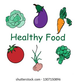 healthy eating, vegetables, salad-vector
