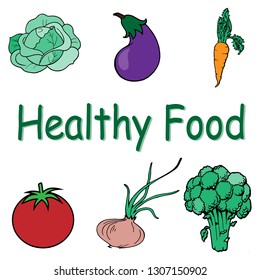 healthy eating, vegetables, salad-vector