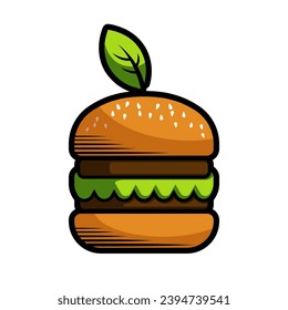 Healthy eco friendly vegetarian burger logo