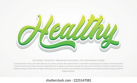 Plantilla de efecto de texto editable y saludable con estilo 3d para logotipo y marca comercial