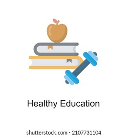 Icono plano de diseño del vector de educación saludable. Símbolo de tecnología educativa sobre fondo blanco archivo EPS 10