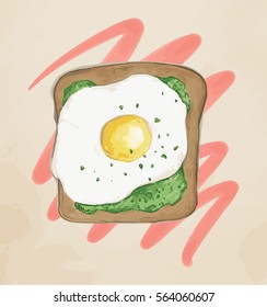 Healthy egg avocado sandwich vector illustration 