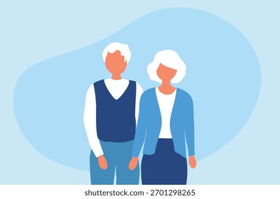 Ilustración vectorial de pareja de ancianos sanos