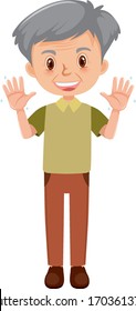 Healthy elderly man on white background illustration