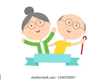 healthy elderly people flat character design