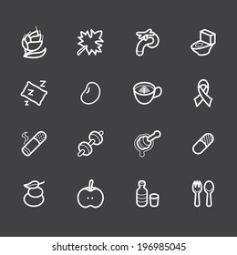 healthy element vector white icon set 2 on black background