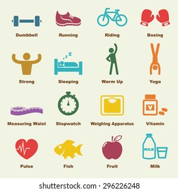 healthy elements, infographic icons