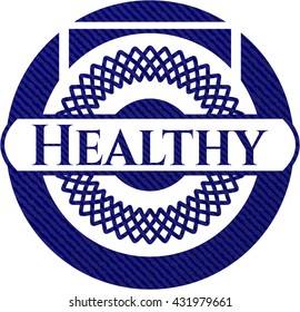 Healthy emblem with jean texture