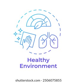 Healthy environment blue gradient concept icon. Air quality, green lungs. Healthcare cleanup. Round shape line illustration. Abstract idea. Graphic design. Easy to use in infographic, presentation