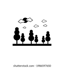 healthy environment icon, with trees and cloudy sun