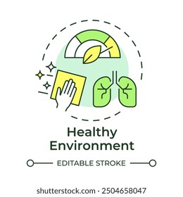 Healthy environment multi color concept icon. Air quality, green lungs. Healthcare cleanup. Round shape line illustration. Abstract idea. Graphic design. Easy to use in infographic, presentation