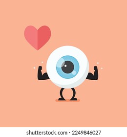 Healthy eye ball showing his muscle. Eye health care concept. Vector illustration.