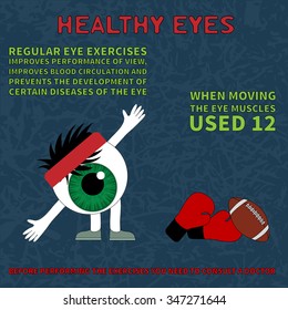 Healthy eye. Information about the benefits of gymnastics for eyesight - vector, EPS10