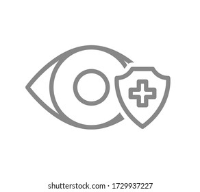 Icono de línea de protección ocular saludable. Tratamiento ocular, primeros auxilios para el símbolo de órgano visual