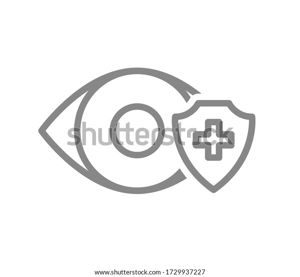 Healthy eye protectetion line icon. Eye\
treatment, first aid for visual organ\
symbol