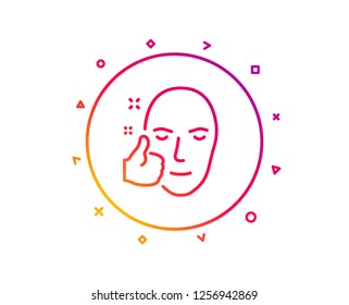 Healthy face skin line icon. Good care sign. Like symbol. Gradient pattern line button. Healthy face icon design. Geometric shapes. Vector