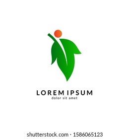 Healthy family logo, human with leaf logo concept, medical clinic, health care, herbal medicine, people vector illustration