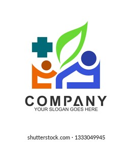 Healthy Family Logo Leaf Medical Cross Stock Vector (Royalty Free ...