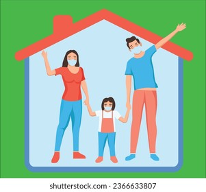 healthy family stay at home to prevent covid 