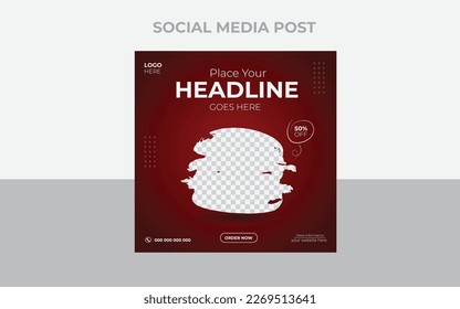Healthy fast food menu or burger social media marketing banner post. 