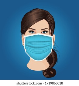 Healthy of female wear protective mask against infectious diseases and flu. Stop the infection. Health care concept. Vector illustration.
