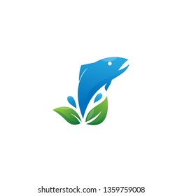 healthy fish leaf logo template