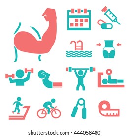 healthy and fitness icon set