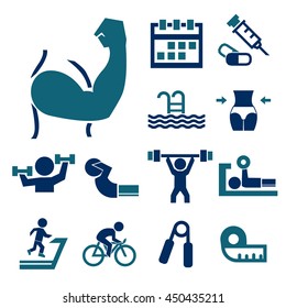 healthy and fitness icon set