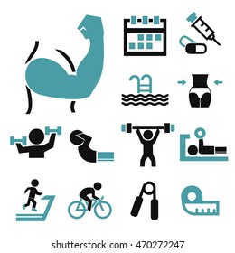 healthy and fitness icon set