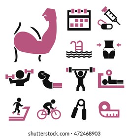 healthy and fitness icon set