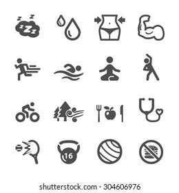 Healthy And Fitness Icon Set, Vector Eps10.
