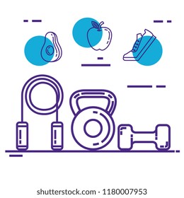 healthy and fitness lifestyle set icons