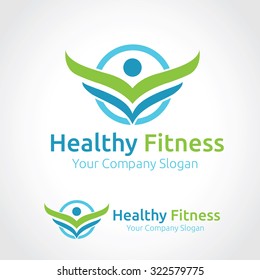 Healthy Fitness logo, GYM logo, Vector template.