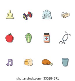 Healthy flat icon set for Illustrations , Infographics ,Poster, Web , Mobile design use