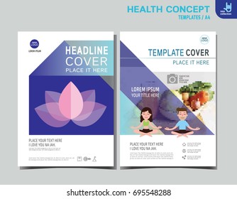 Healthy flyer brochure layout banner poster template.Meditation. Healthcare concept. Vector flat icon cartoon design illustration.people character meditating pose. lotus.