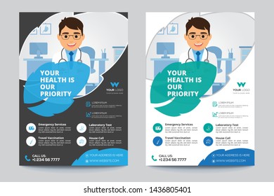 Healthy Flyer poster pamphlet brochure cover design layout background, two colors scheme, vector template in A4 size - Vector