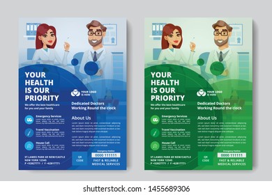 Healthy Flyer poster pamphlet brochure cover design layout background, two colors scheme, vector template in A4 size - Vector